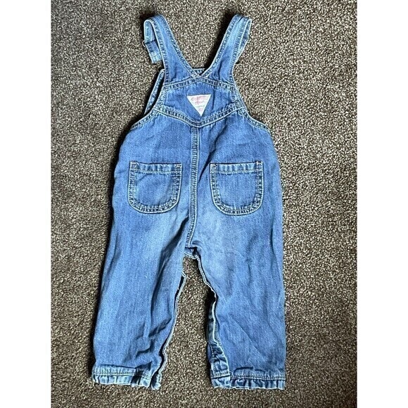Osh Kosh B'gosh Overalls Baby Infant 12 Months Blue Denim Vestbak Snap Vintage - Picture 2 of 4